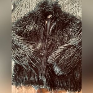 NWT Zadig & Voltaire Faux Ostrich Jacket black fur coat